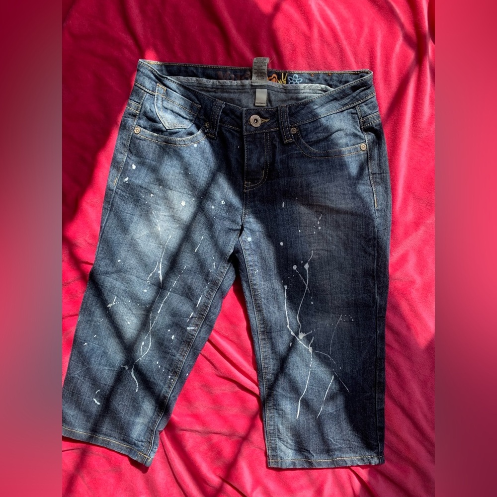 Mudd Blue Splatter Denim Shorts